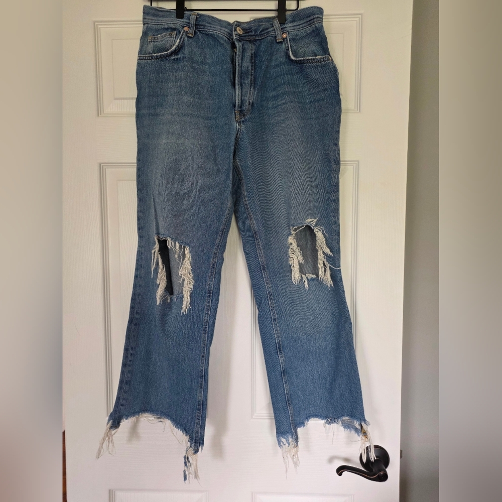 Free People Distressed Cropped Jeans in Blue
